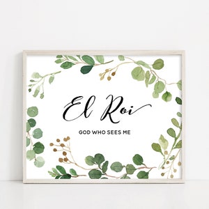 El Roi, God Who Sees Me, Eucalyptus Watercolor Print (Digital Download)