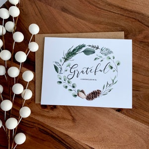 Tarjetas de agradecimiento navideñas, notas de agradecimiento navideñas, tarjetas de agradecimiento, corona de invierno de eucalipto, papelería navideña, tarjetas de notas