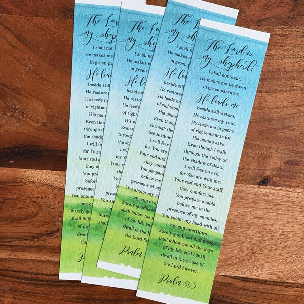 Psalm 23 Bookmark, Bible Study Bookmarks, Psalm 23 artwork, Encouragement Gift, Mom Gift, Student Gift