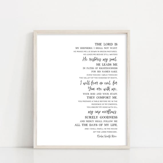 Psalm 23 Black and White Printable Art - Psalms Scripture Art - Bible Verse Wall Art - The Lord Is My Shepherd Sign - INSTANT DOWNLOAD