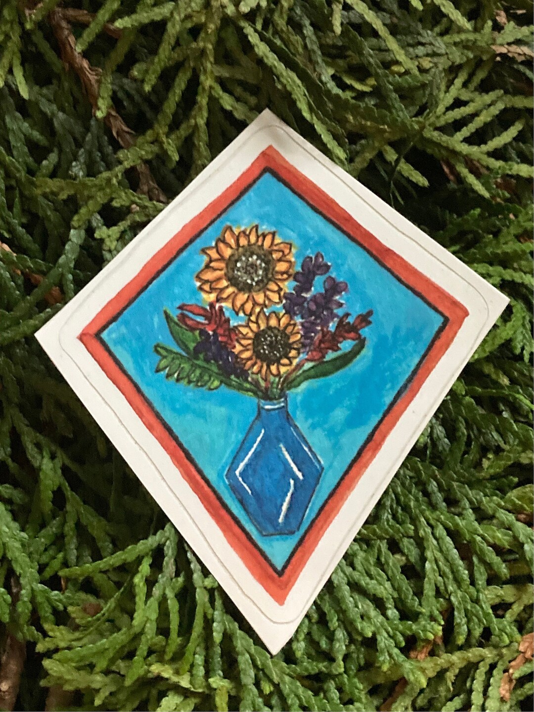 Sunflower Floral Vase Botanical Sticker | Illustration Illustrated ...