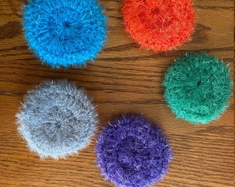 Crochet Scrubbies Kitchen pot scrubs Veggie scrubbies  Handmade Reusable. Set of 5