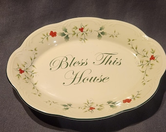 PFALTZGRAFF Winterberry "Bless This House" Oval Serving Plate Platter 11"