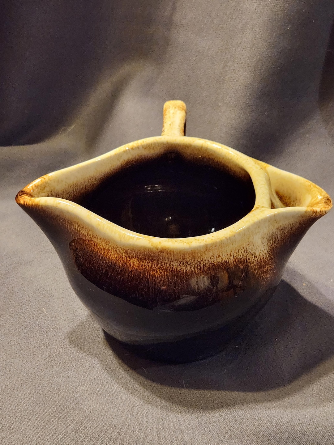 Vintage Brown Drip Glaze Stoneware Double Spout Gravy Boat - Etsy