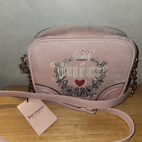 NWT Juicy Couture Velour Pink Diamond Heritage Crossbody Bag