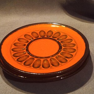 Vintage MCM Red-Orange Pottery Dishes