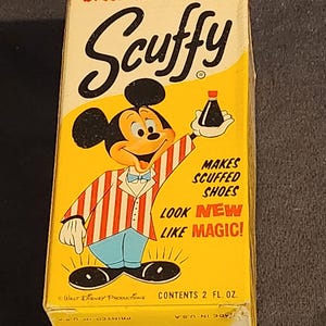 VTG. Scuffy Brushless Black Shoe Polish, Mickey Mouse- 60&#39;s