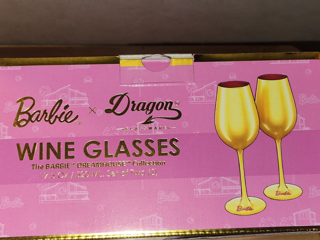 Dragon Glassware X Barbie Wine Glasses, Dreamhouse Collection Set of 2 ...