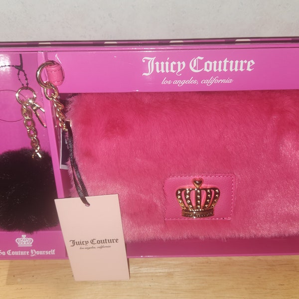 Juicy Couture Faux Fur Free Love Flap Crossbody & Keychain NWT