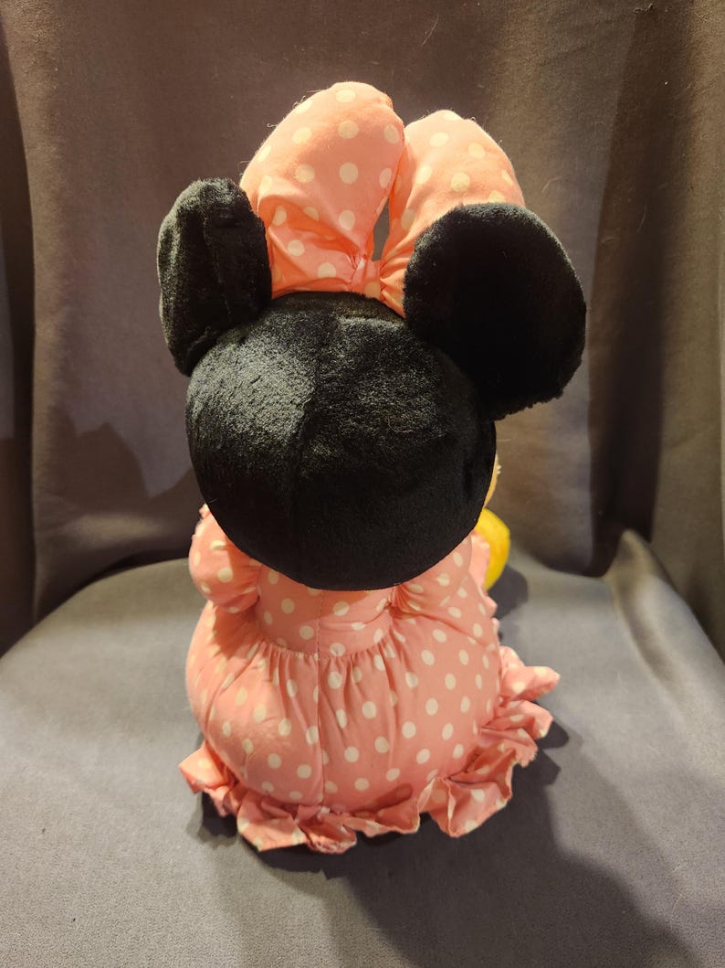Vintage Vibrating Easter Minnie Mouse Plush with Bunny image 3