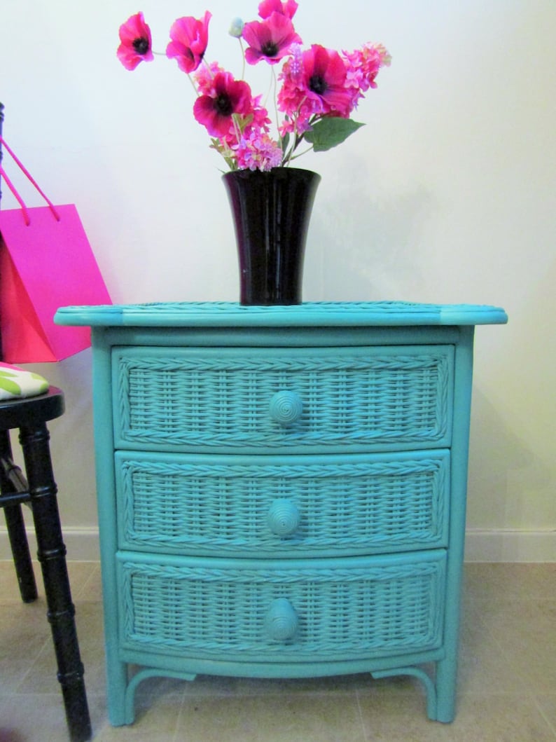 Bamboo And Ratten Chest Of Drawers Painted In Annie Sloane Etsy