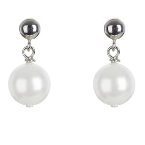 Swarovski pearl bridal earrings, Elena, pearl bridal earrings, ivory bridal earrings, pearl bridal jewelry, 925 silver bridal earrings image 3