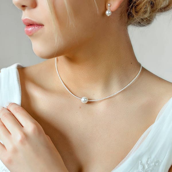 Bridal necklace, Léa, Pearl bridal necklace, Wedding necklace, pearl bridal choker, bridal jewelry, pearl wwedding jewellery, bride necklace