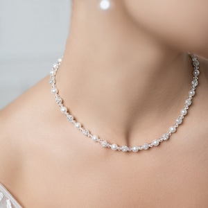 Bridal necklace, Innocence, pearl bridal necklace, crystal bridal necklace, bridal jewelry, wedding jewelry, pearl bridal choker