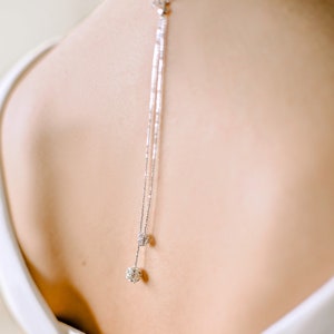 Gioiello per la schiena nuziale, Carolina, gioiello per la schiena nuziale in argento, gioiello per la schiena nuziale con strass, ciondolo per la schiena nuziale, gioiello per la schiena nuziale