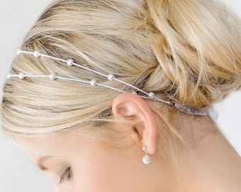Pearl bridal headband, Elena, Bridal headband, wedding headpiece, bridal hair accessories, Bridal crown, pearl wedding tiara, bridal tiara