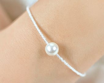 Bracciale da sposa, Léa, braccialetto di perle da sposa, gioielli di perle da sposa, braccialetto da sposa, braccialetto da sposa di perle d'avorio, braccialetto da sposa bianco