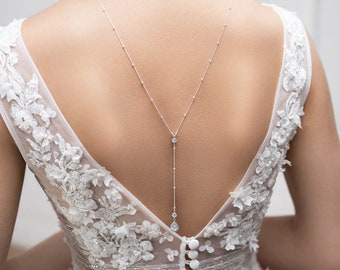 Bridal backdrop necklace, Victoria, wedding backdrop necklace, Bridal jewelry, Backdrop necklace, crystal backdrop bridal necklace