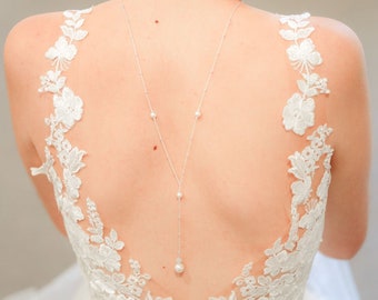 Bridal backdrop necklace, Lexi, Rose gold bridal backdrop necklace, Bridal jewelry, pearl bridal jewellery, gold bridal backdrop necklaces