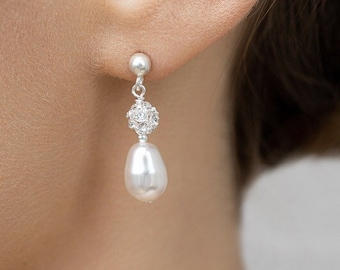 Swarovski pearl and crystal bridal earrings Anna, Bridal earrings, wedding earrings, Crystal bridal earrings, pearl bridal earrings