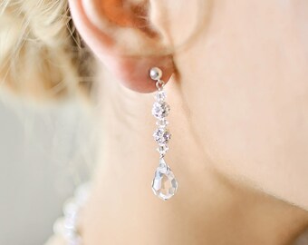 Silver crystal bridal earrings, Glamour, Bridal earrings, wedding earrings, crystal bridal earrings, crystal bridal jewelry, bridal jewelry