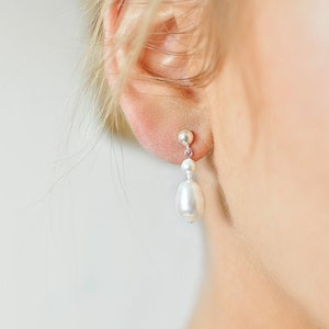 Crystal bridal earrings, Alice, pearl bridal earrings, crystal bridal jewelry, pearl wedding jewellery, rose gold bridal earrings