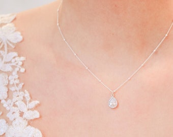 Crystal bridal necklace, Victoria, silver bridal necklace, Crystal bridal jewellery, bridal pendant, crystal bridal jewelry, Bridal necklace