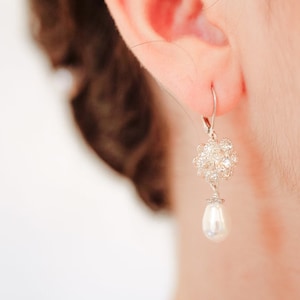 Boucles d&#39;oreilles mariée, Rosélia, boucles d&#39;oreilles mariage, boucles d&#39;oreilles mariée strass, boucles d&#39;oreilles de mariée perle