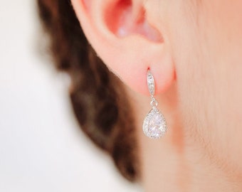 Drop bridal earrings, Victoria, crystal bridal earrings, crystal wedding earrings, CZ bridal jewellery, crystal bridal jewelry, earrings