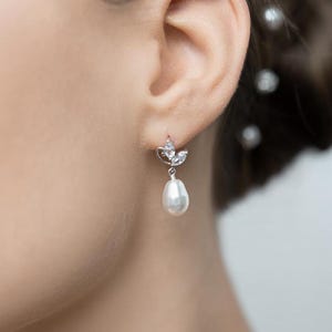 Boucles d&#39;oreilles de mariée, Idylle, boucles d&#39;oreilles mariage, boucles d&#39;oreilles mariée strass, boucles d&#39;oreilles mariée perle