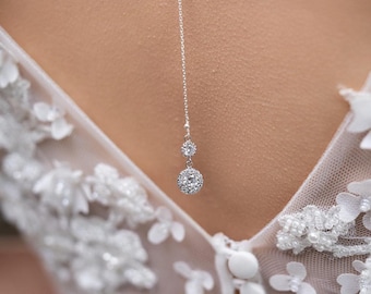 Bridal backdrop pendant, Josephine, bridal back necklace, crystal backdrop jewelry, crystal bridal backdrop, bridal back necklace