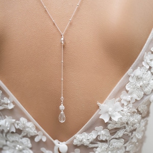 Bridal backdrop necklace, Alexia, wedding backdrop necklace, Bridal jewelry, crystal bridal jewellery, bridal jewellery, Bridal jewelry