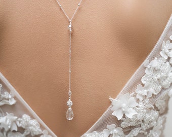 Bridal backdrop necklace, Alexia, wedding backdrop necklace, Bridal jewelry, crystal bridal jewellery, bridal jewellery, Bridal jewelry