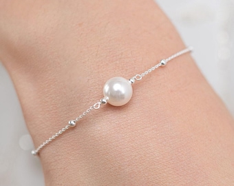 Pearl bridal bracelet, Eleana, silver bridal jewelry, designer bridal jewelry, pearl bridal jewellery, romantic bridal jewellery, Bridal