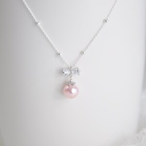 Romantic bridal necklace, Stella, pearl bridal jewellery, bow bridal necklace, crystal bridal jewelry, Bridal necklace, bridal jewellery image 6