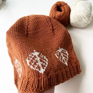 Patrón de tejido para gorro Cottonwood: Disminución en espiral a dos colores (19,5"-22,5")