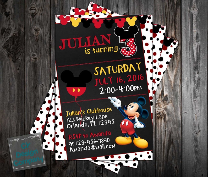 Mickey Mouse Tall Birthday Party Invitation Printable Greeting Cards Paper Party Supplies Efp Osteology Org