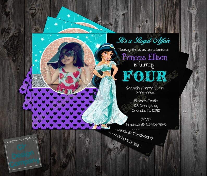 Birthday Party Invitation Aladdin Movie Princess Jasmine Paper Party Supplies Greeting Cards
