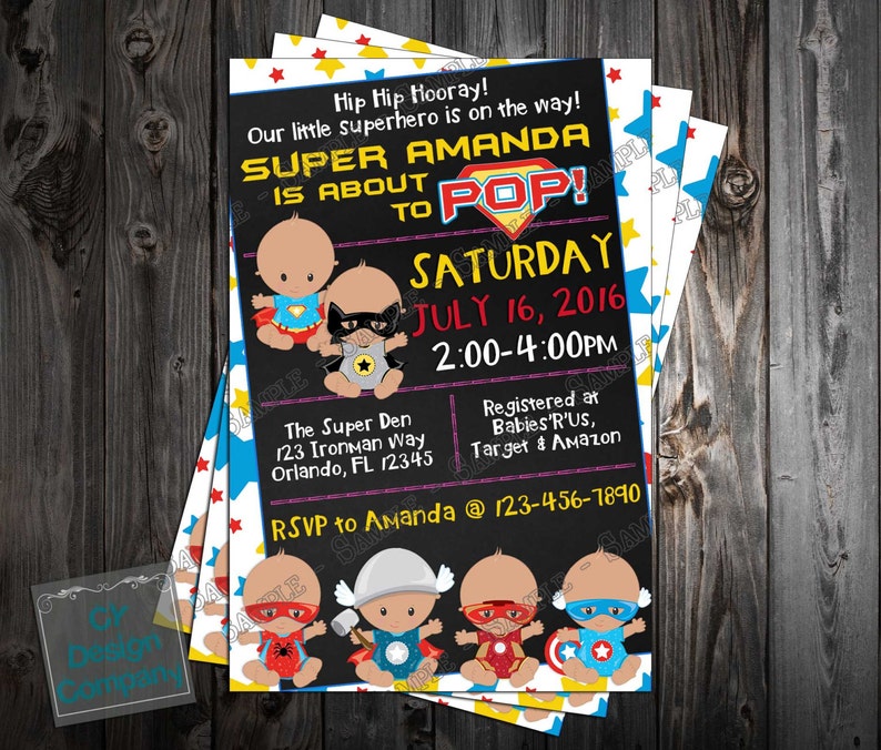 Baby Super Marvel Heroes Shower Printable Invitation OXkwPZiTu