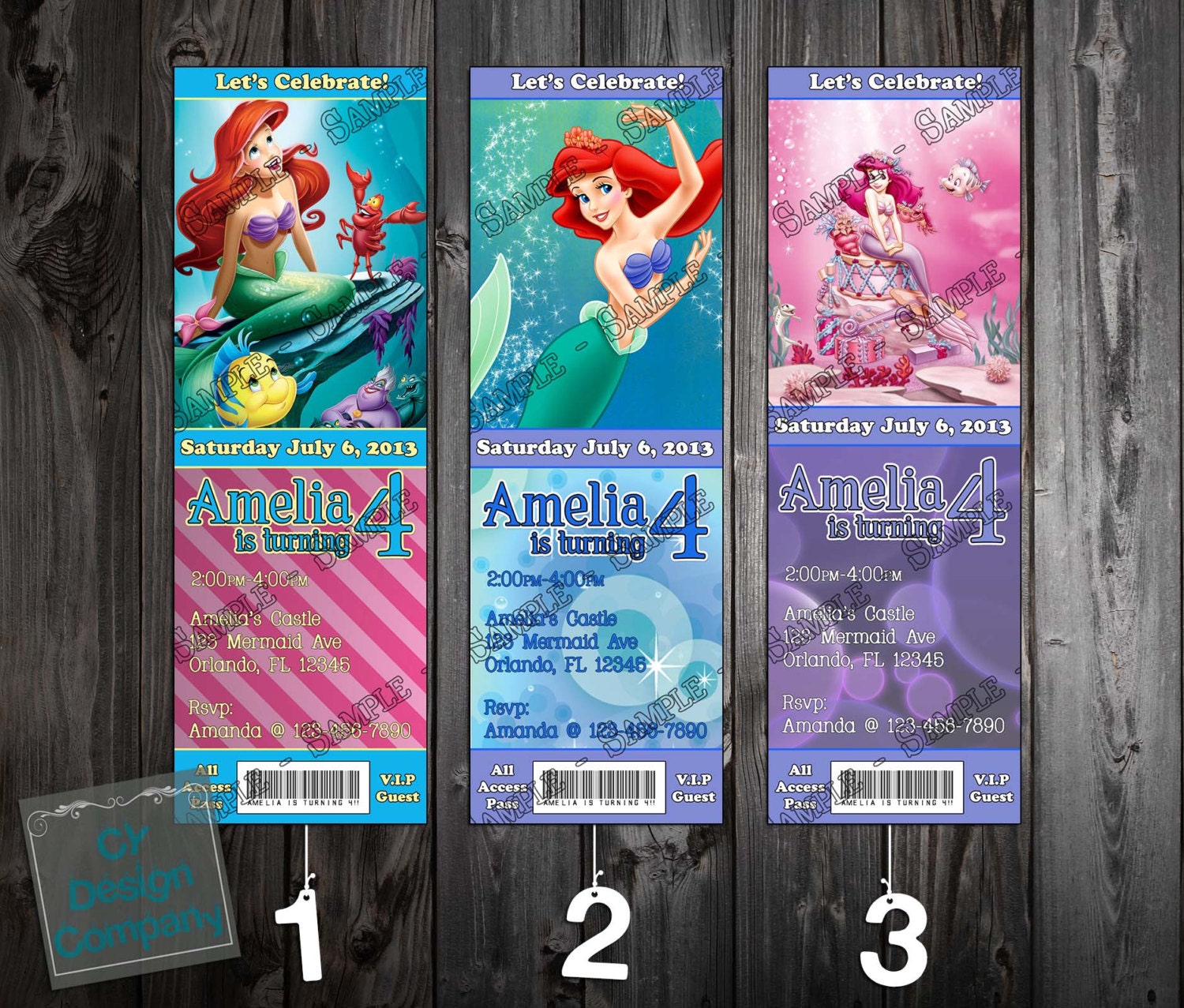 The Little Mermaid Birthday Party Ticket Invitation Printable Etsy