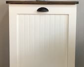 Wood Trash Can, Wood Trash Bin, Tilt out Door Trash Can, Farmhouse Wood Trash Bin, Bead Board Framed Door