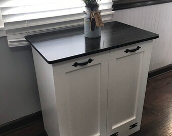 Trash Bin With Drawer Tilt Out Trash Bin Wood Trash Bin Etsy