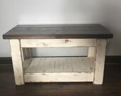 Primitive Wood Bench, TV Stand, Front Porch Bench, Distressed Bench, Farmhouse Bench
