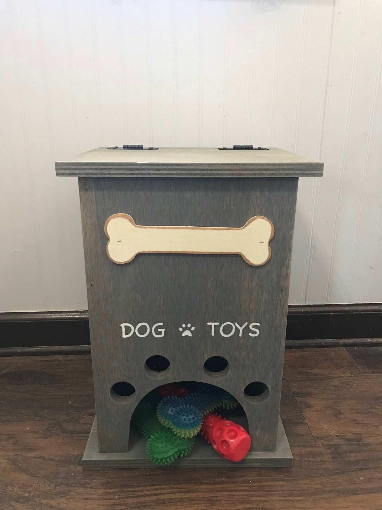 Primitive Dog Toy Storage Box with Bone Etsy