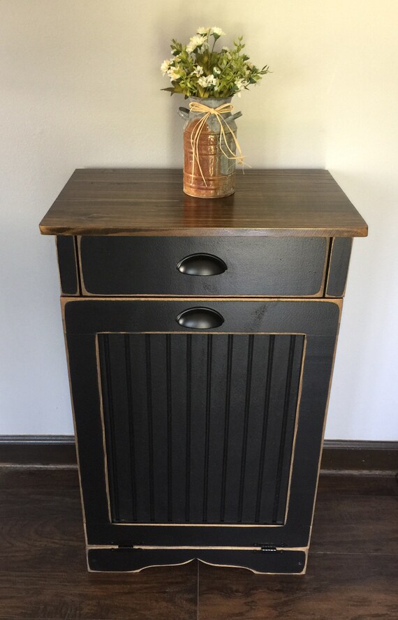 Trash Bin With Drawer Tilt Out Trash Bin Wood Trash Bin Etsy