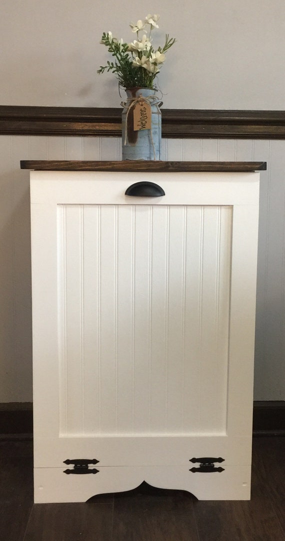Wood Trash Can Wood Trash Bin Tilt Out Door Trash Can Etsy