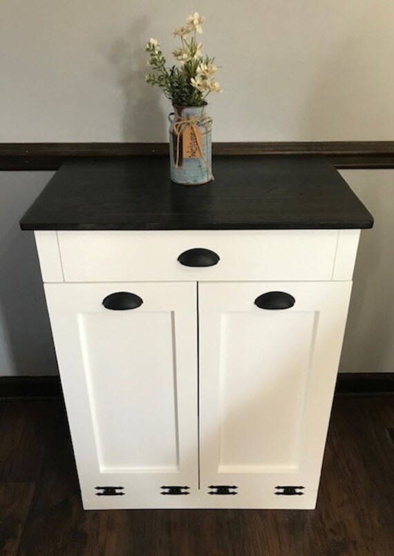 Double Trash Recycling Cabinet Tilt Out Door With Drawer Etsy