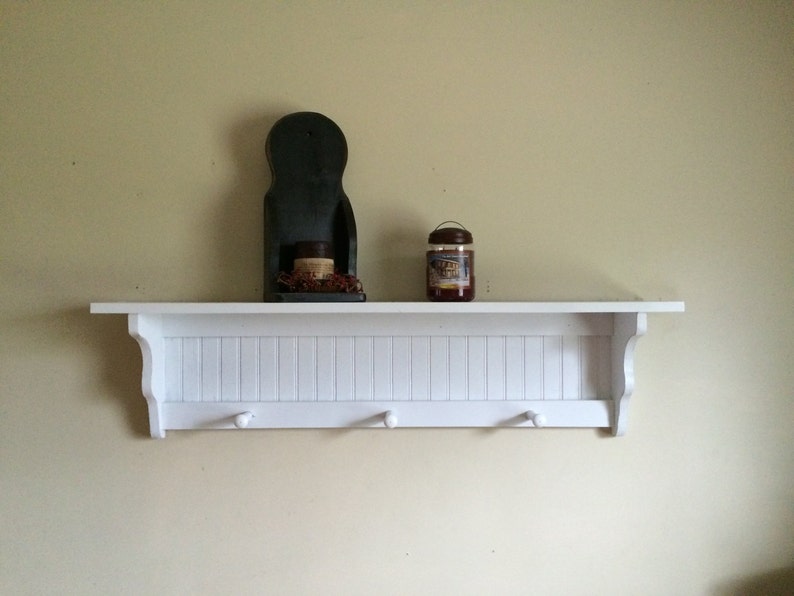 Wall Shelf Coat Rack Bead Board Primitive