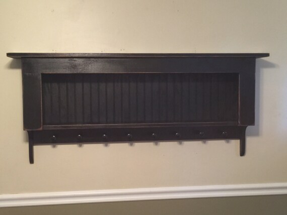 Primitive Farmhouse Large Bead Board Shelf Coat Rack Etsy