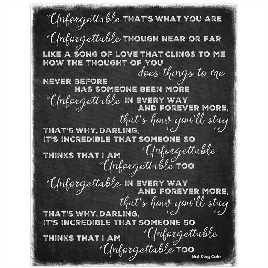 Nat King Cole Lyrics Word Art Etsy